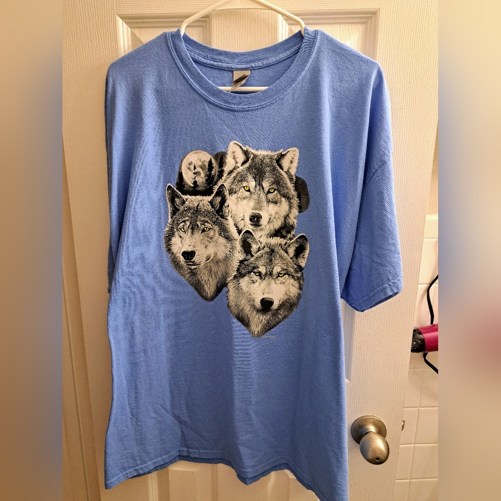 Gildan Blue Tee with Wolf Pack Design